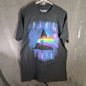 Liquid Blue Pink Floyd Dark Side Of The Moon Black Graphic Tee NWOT L